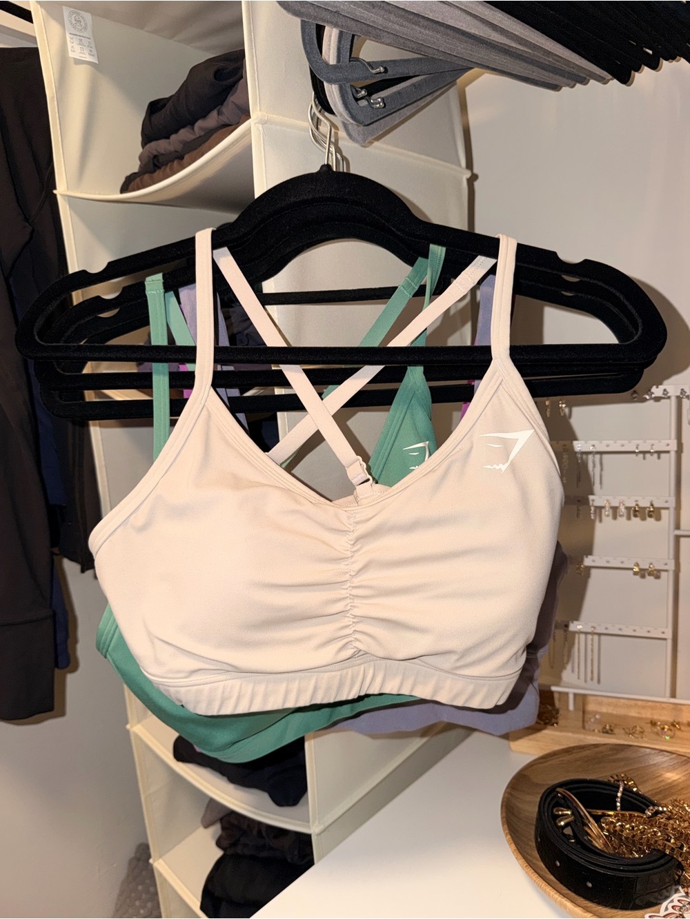 Gymshark Women's Cream Ruched Light Support Sports Bra